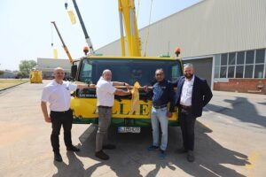 Liebherr LTM 1650-8.1 mobile crane in Allied Crane Hire livery, the first of the type in Africa