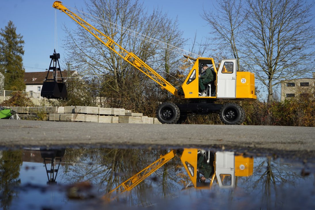 Restored Sennebogen S803 lattice boom duty cycle crane after two years of rebuilding
