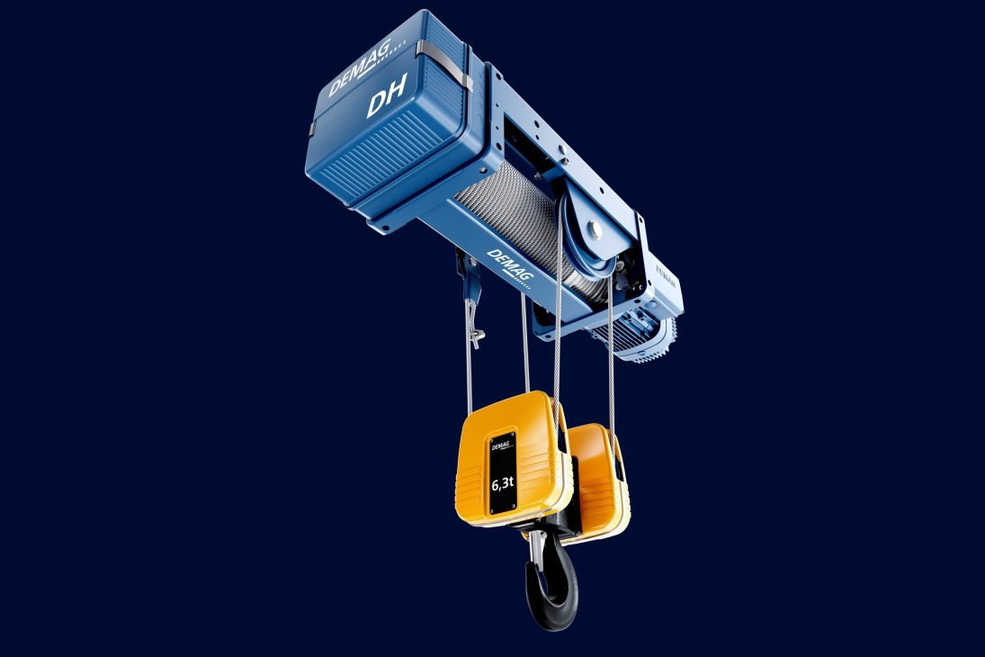 Demag DH rope hoist unit with 6.3 t bottom block and four rope falls