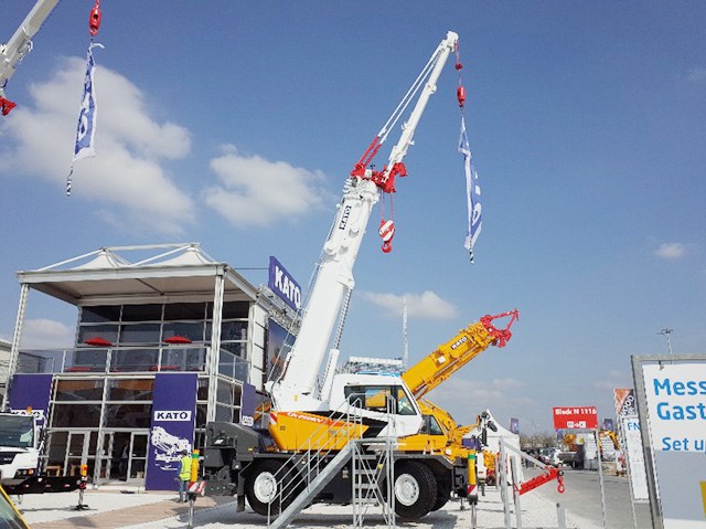 Kato CR-250RV city crane on display at the Kato stand during Bauma 2019 in Munich