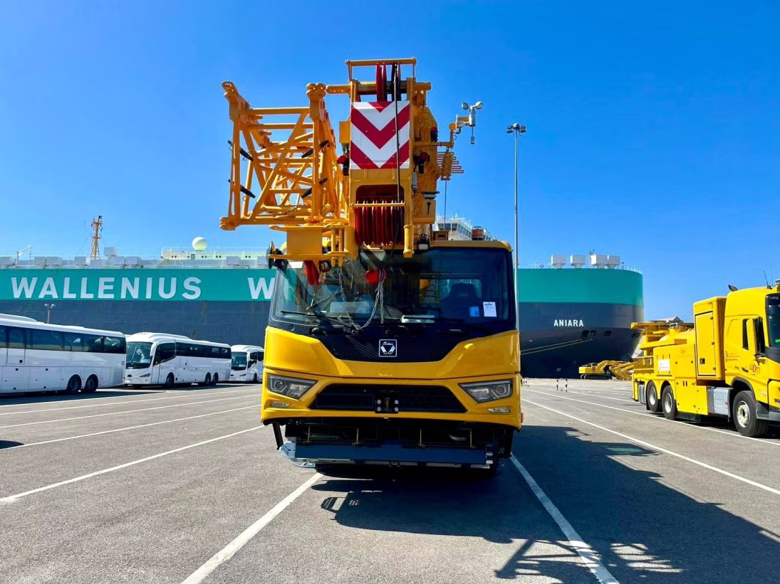 XCMG XCA60_EV hybrid all-terrain crane on the quayside at the Port of Bristol after discharge