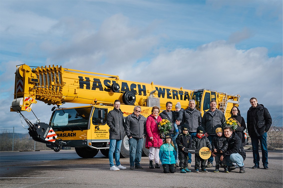 Liebherr LTM 1300-6.3 mobile crane in the colours of Kranverleih Haslach GmbH