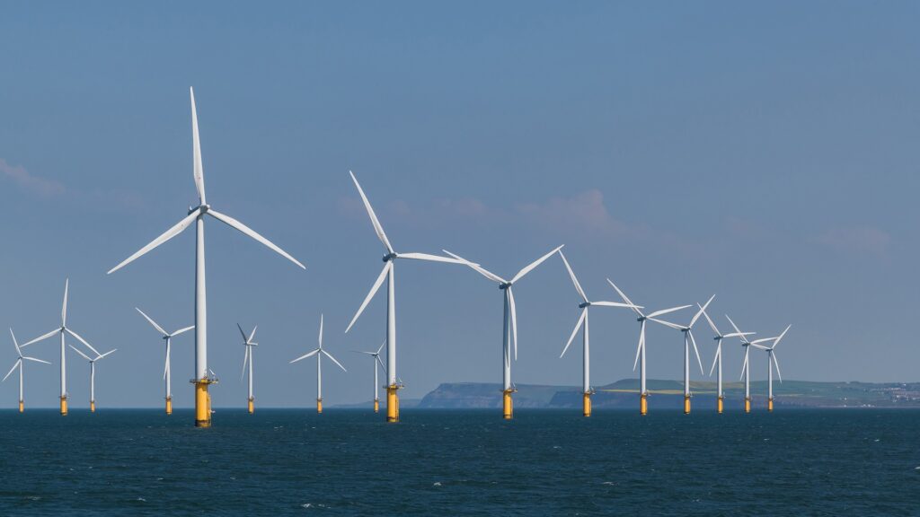 Offshore wind farm of the kind served by HIAB SWP nacelle cranes