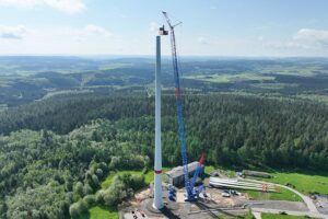 Liebherr LR 1800-1.0 crawler crane erecting a Nordex wind turbine at Prüm