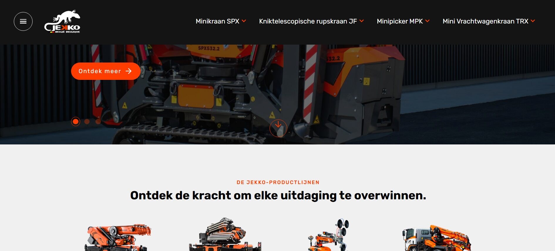 Home page of the new jekko.be website for the Belgian market
