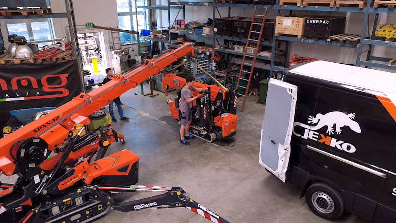 SPX328 mini crane placing a prefabricated timber module on the alpine site