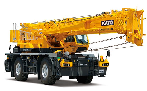 Nearside view of the Kato SR-500LX rough terrain crane