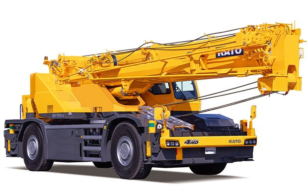 Nearside view of the Kato SR-700L II rough terrain crane