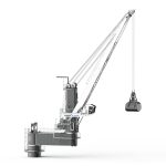 Liebherr CBG 310 four-rope grab crane with closed grab suspended from the boom