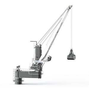 Liebherr CBG 310 four-rope grab crane with closed grab suspended from the boom