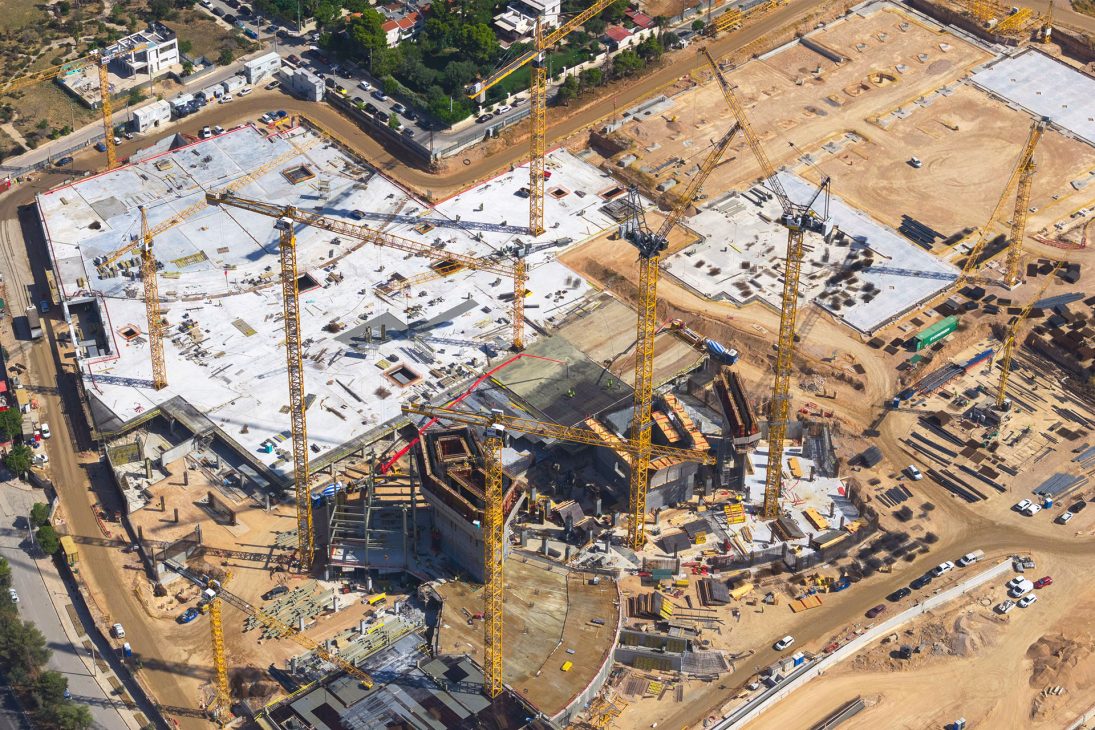 Liebherr tower cranes on the Hard Rock Hotel & Casino Athens construction site