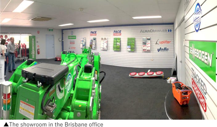 Maeda mini crane on display in the P.A. Construction showroom in Brisbane