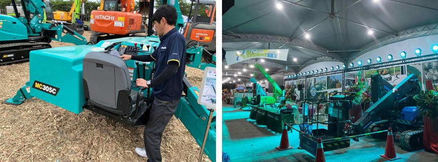 Maeda MC305C spider crane being prepared on the exhibition ground in Yunlin, Taiwan