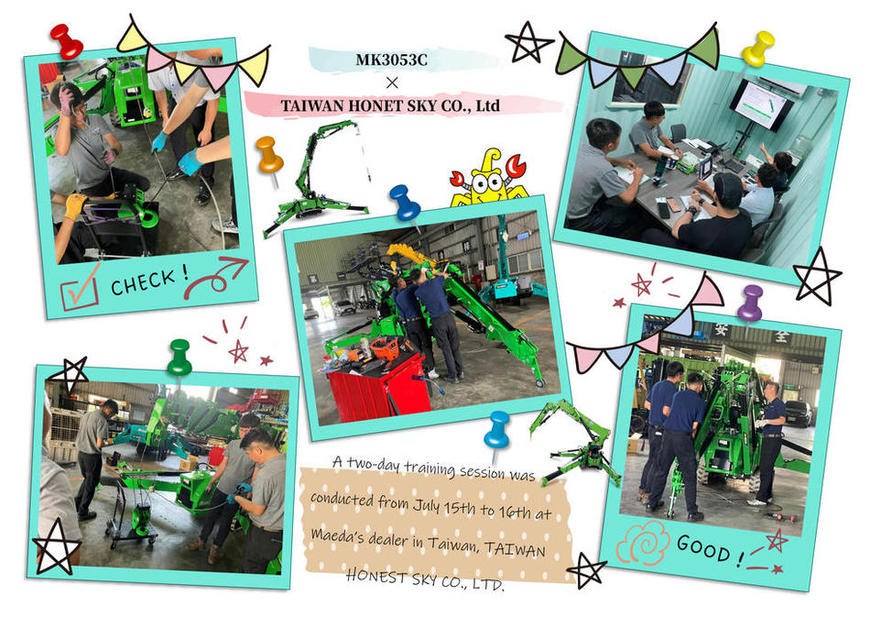 Maeda MK3053C knuckle boom crane during operator training at Taiwan Honest Sky