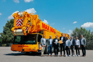Liebherr LTM 1750-9.1 mobile crane for Max Boegl erecting wind turbine towers
