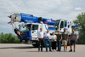 Liebherr LTM 1055-3.3 mobile crane handover to Marcus Riedelsheimer Autokran Dienste at the Liebherr plant in Ehingen