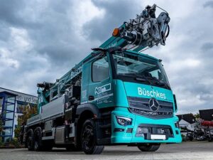 Böcker AK 46 truck crane in Büschkes livery on a Mercedes Actros chassis