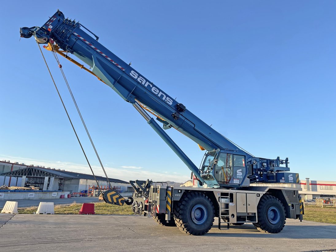 Grove GRT8100-1 rough-terrain cranes in Sarens livery at the INEOS Project ONE site in Antwerp