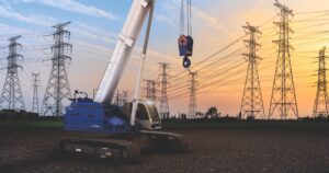 Tadano GTC-600-2 telescopic boom crawler crane with boom extended