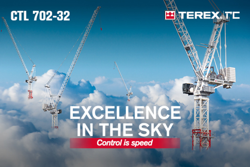 Terex CTL 702-32 luffing jib tower crane at launch