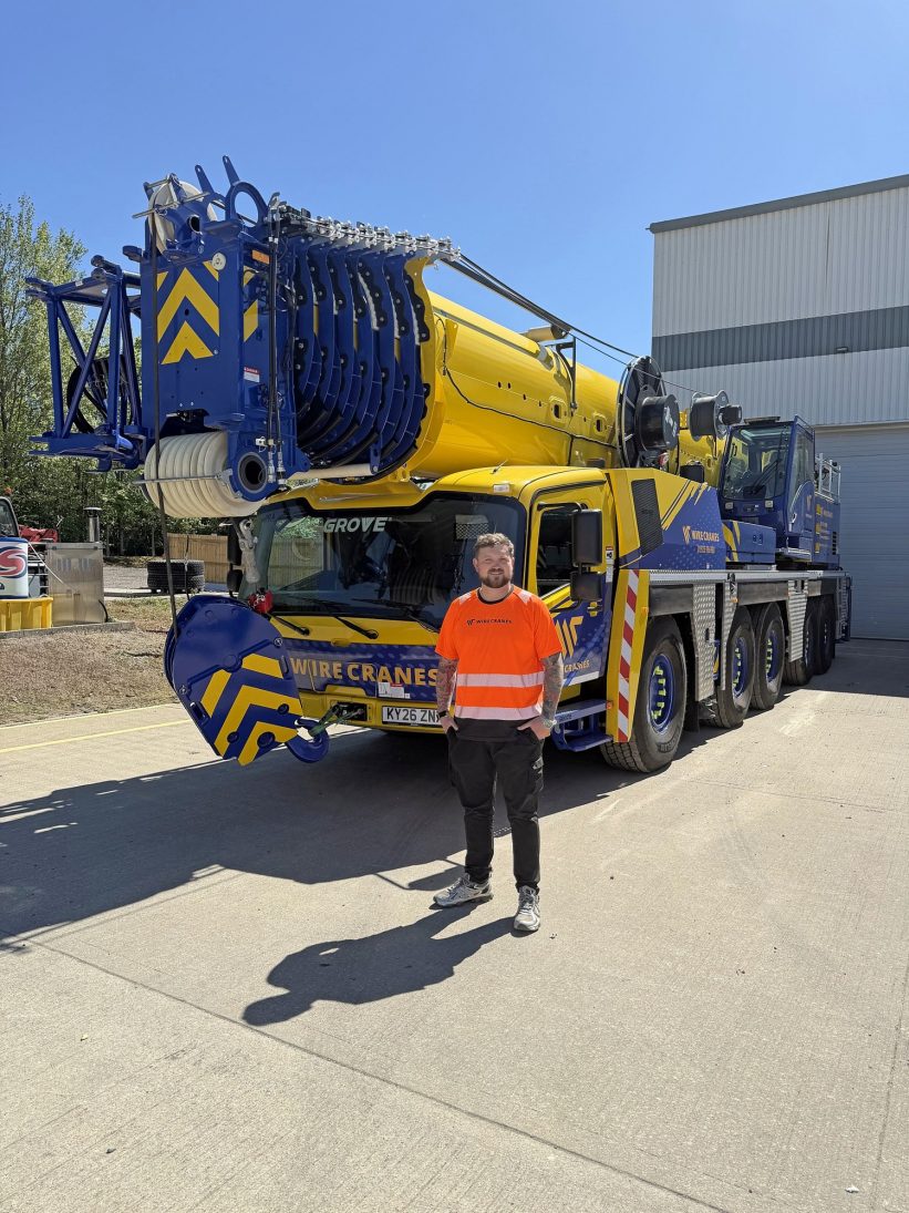 Andy Unsworth, managing director of Wire Cranes, with one of the company's new Grove all-terrain cranes