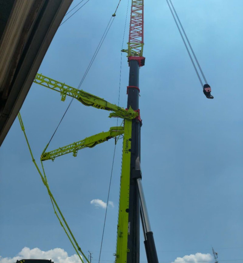 ZAT8000V all-terrain crane with boom raised during commissioning in Mexico