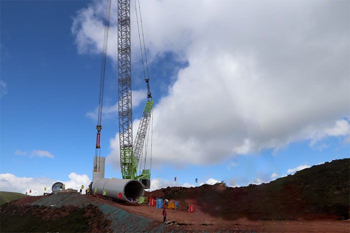 ZCC13000 crawler crane working at high altitude in Liangshan, Sichuan