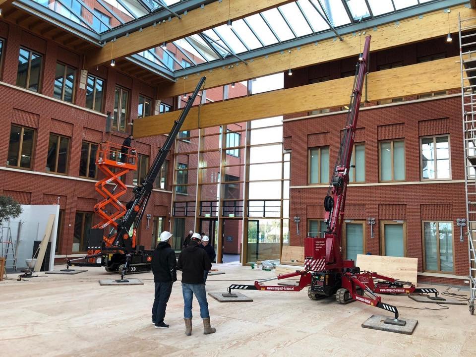 Hoeflon C10 and C6 mini cranes working together on site
