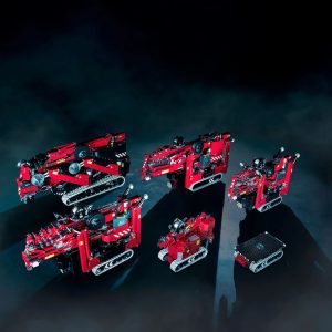 Hoeflon electric mini crane range lined up together