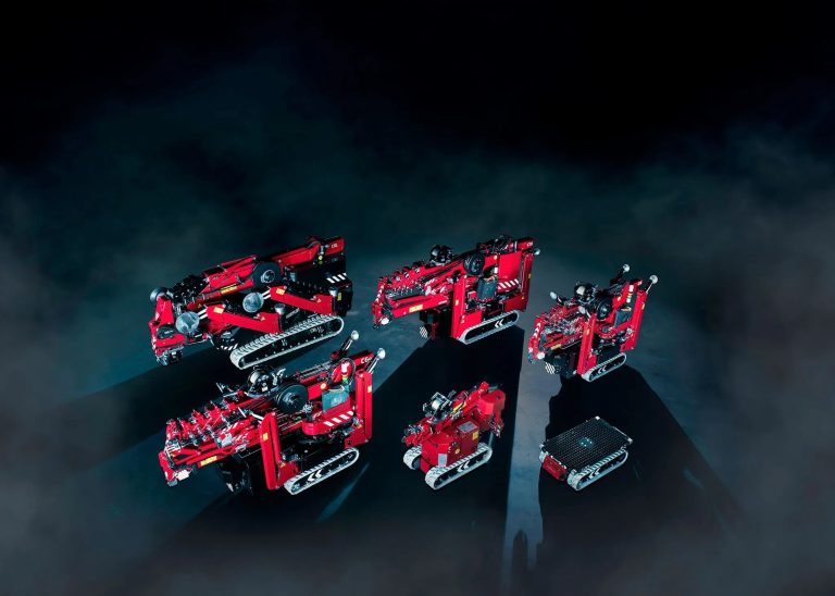 Hoeflon electric mini crane range lined up together