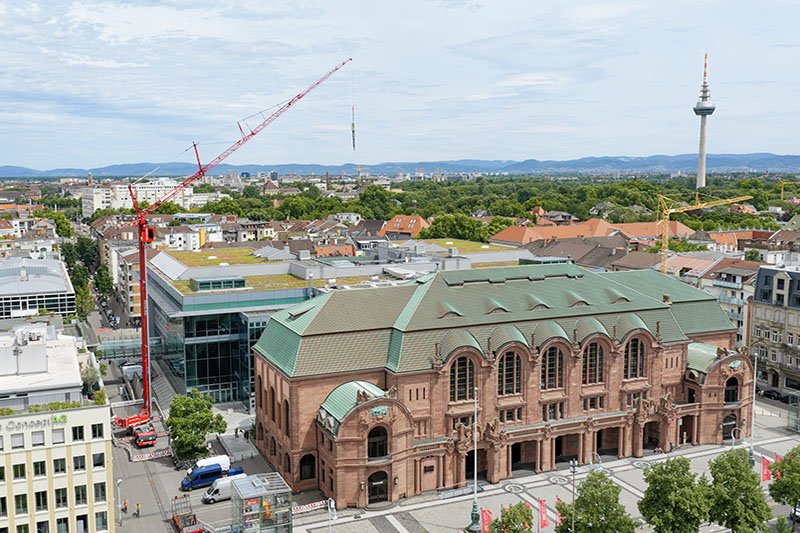 Liebherr MK 140-5.1 mobile construction crane set up behind the Rosengarten Congress Centre in Mannheim