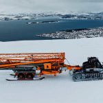 Potain HDM 40 self-erecting tower crane working on the Floya mountaintop restaurant site above Tromso, Norway
