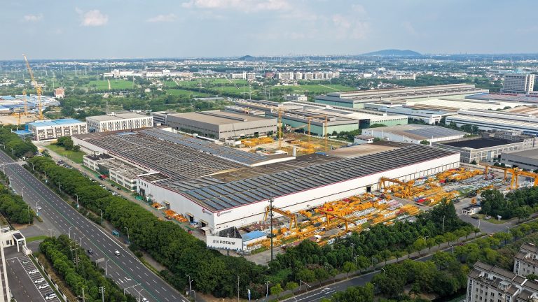 Aerial view of Manitowoc's Potain tower crane factory in Zhangjiagang, China