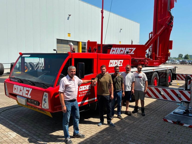 Spierings SK597-AT4 eLift mobile tower crane delivered to Cochez Groupe in France