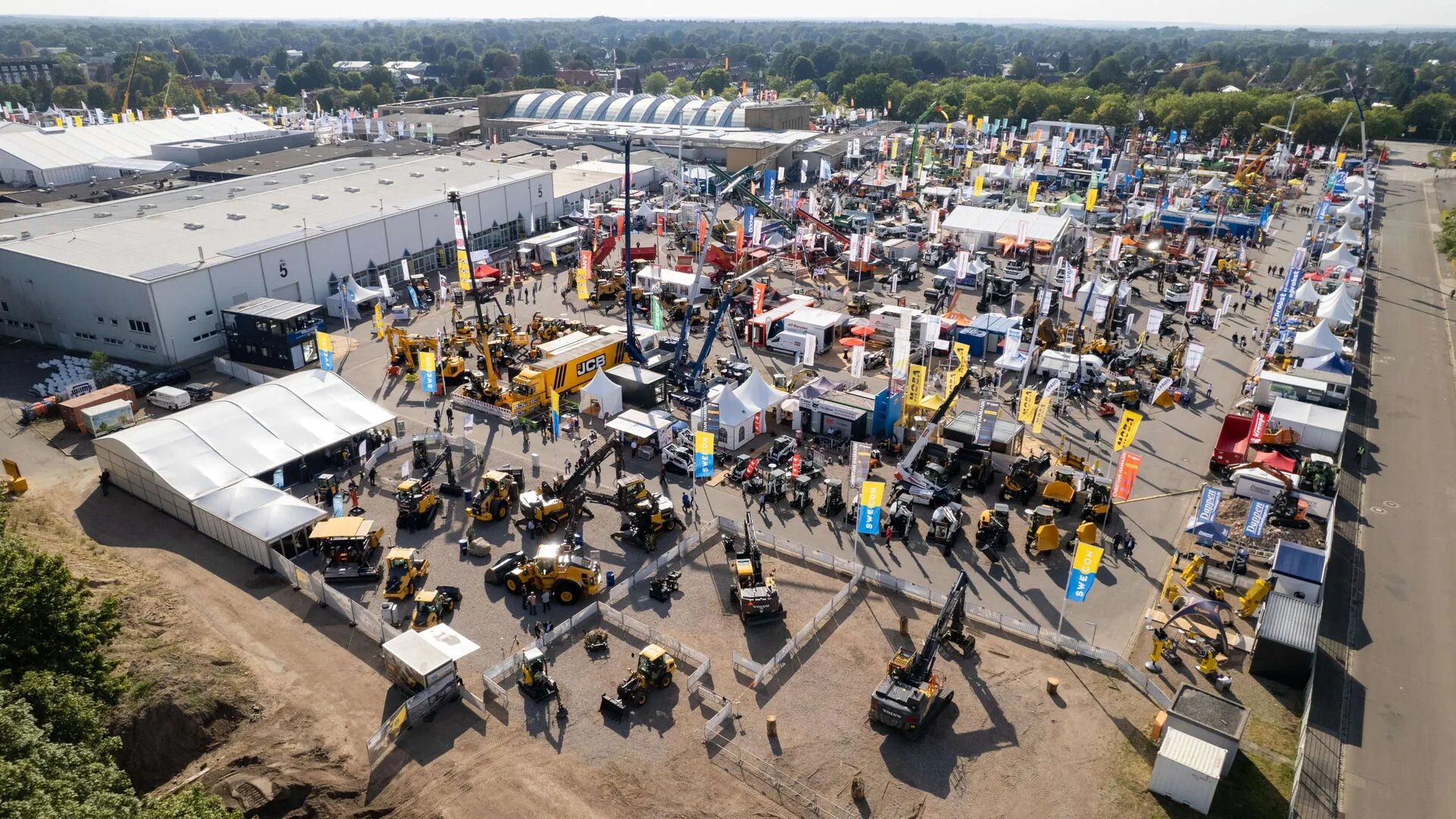Aerial view of the NordBau trade fair grounds in Neumünster, Germany