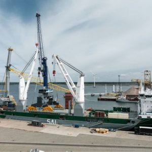 Liebherr LPS 550 portal slewing crane for Marsa Maroc at the Port of Casablanca