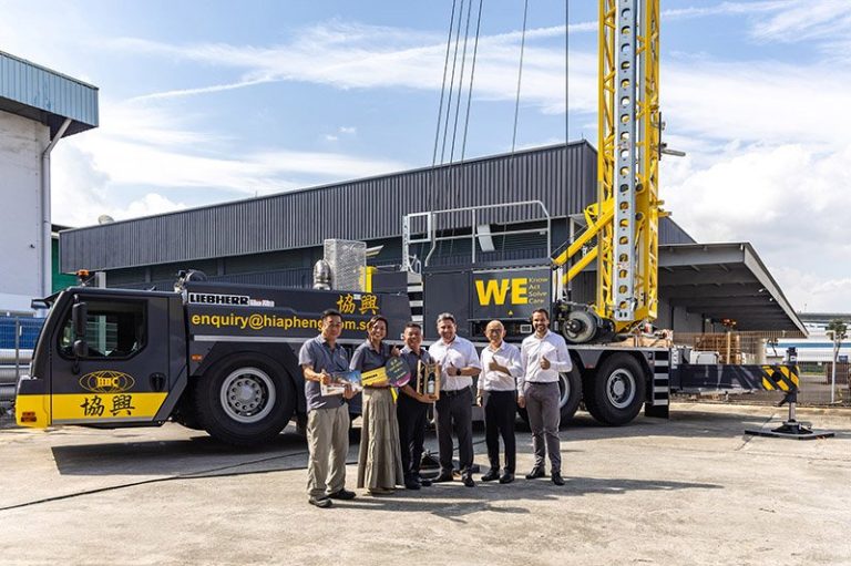 Liebherr MK 88-4.1E mobile construction crane handover to Hiap Heng in Singapore