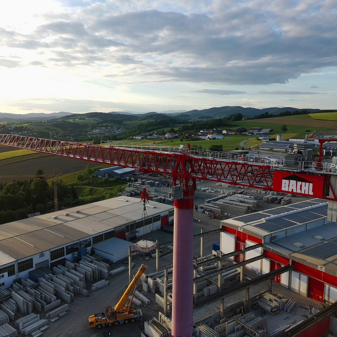 Potain MDT 1609 topless tower crane erected at Karl Bachl Betonwerke in Bavaria, Germany