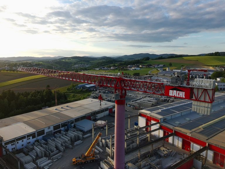 Potain MDT 1609 topless tower crane erected at Karl Bachl Betonwerke in Bavaria, Germany