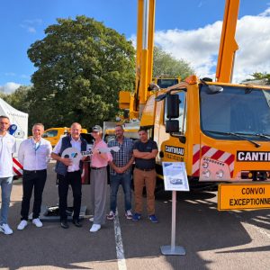Tadano AC 4.080-1 all terrain crane handover to Cantiniau at JDL Expo 2026 in Beaune
