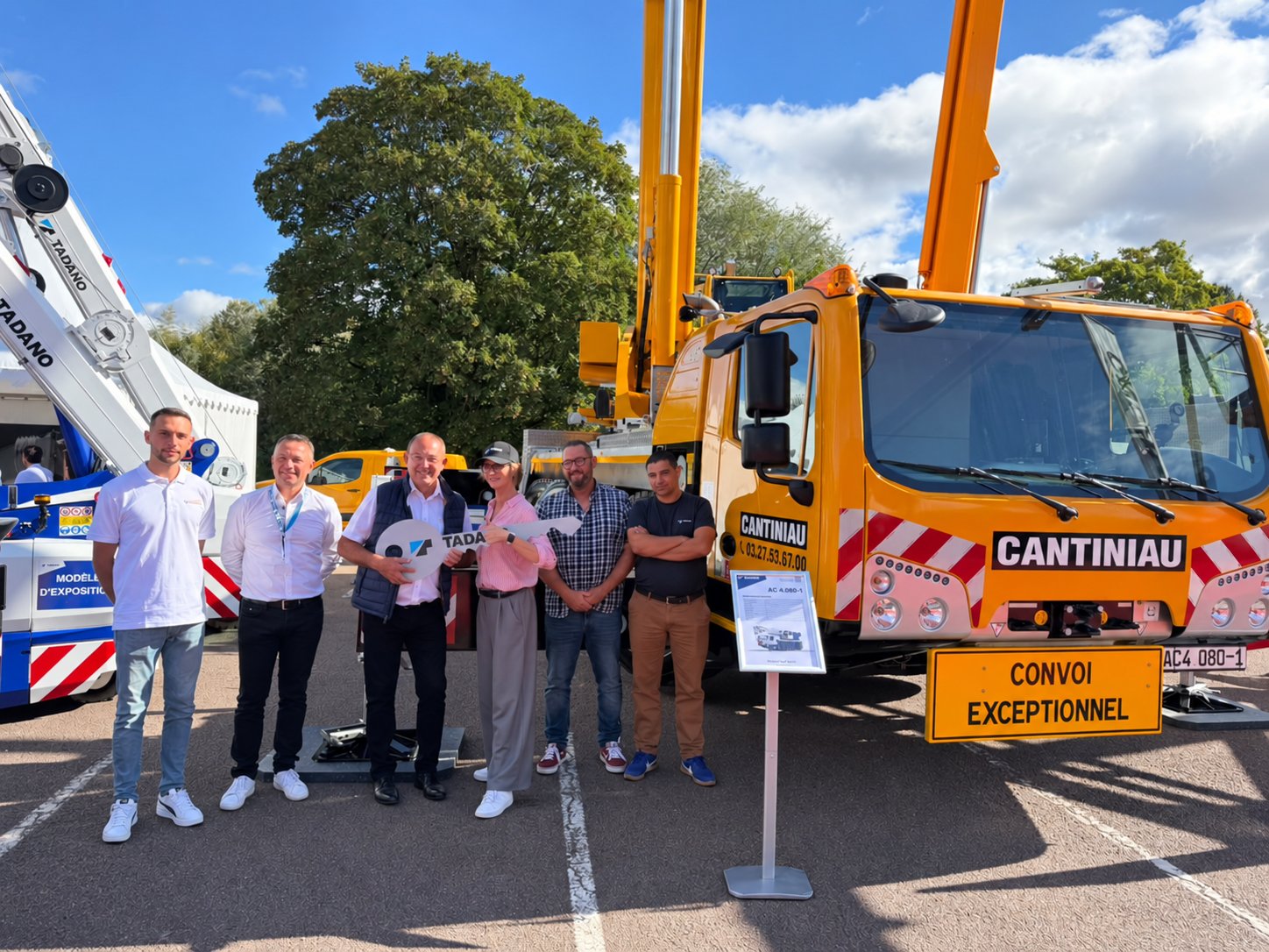 Tadano AC 4.080-1 all terrain crane handover to Cantiniau at JDL Expo 2026 in Beaune
