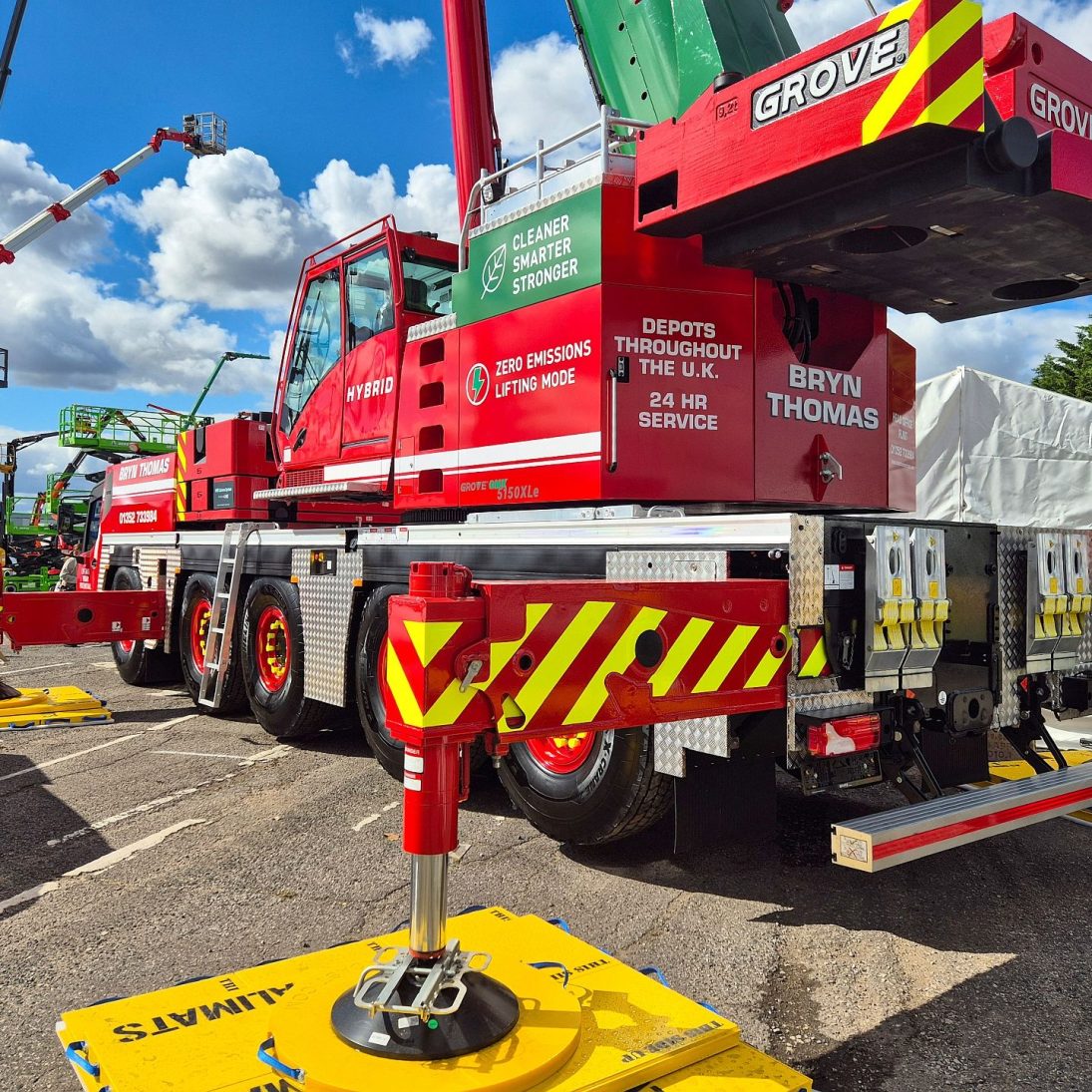 Rear view of the Grove GMK5150XLe Plug-in Hybrid all-terrain crane for Bryn Thomas Cranes at Vertikal Days 2026