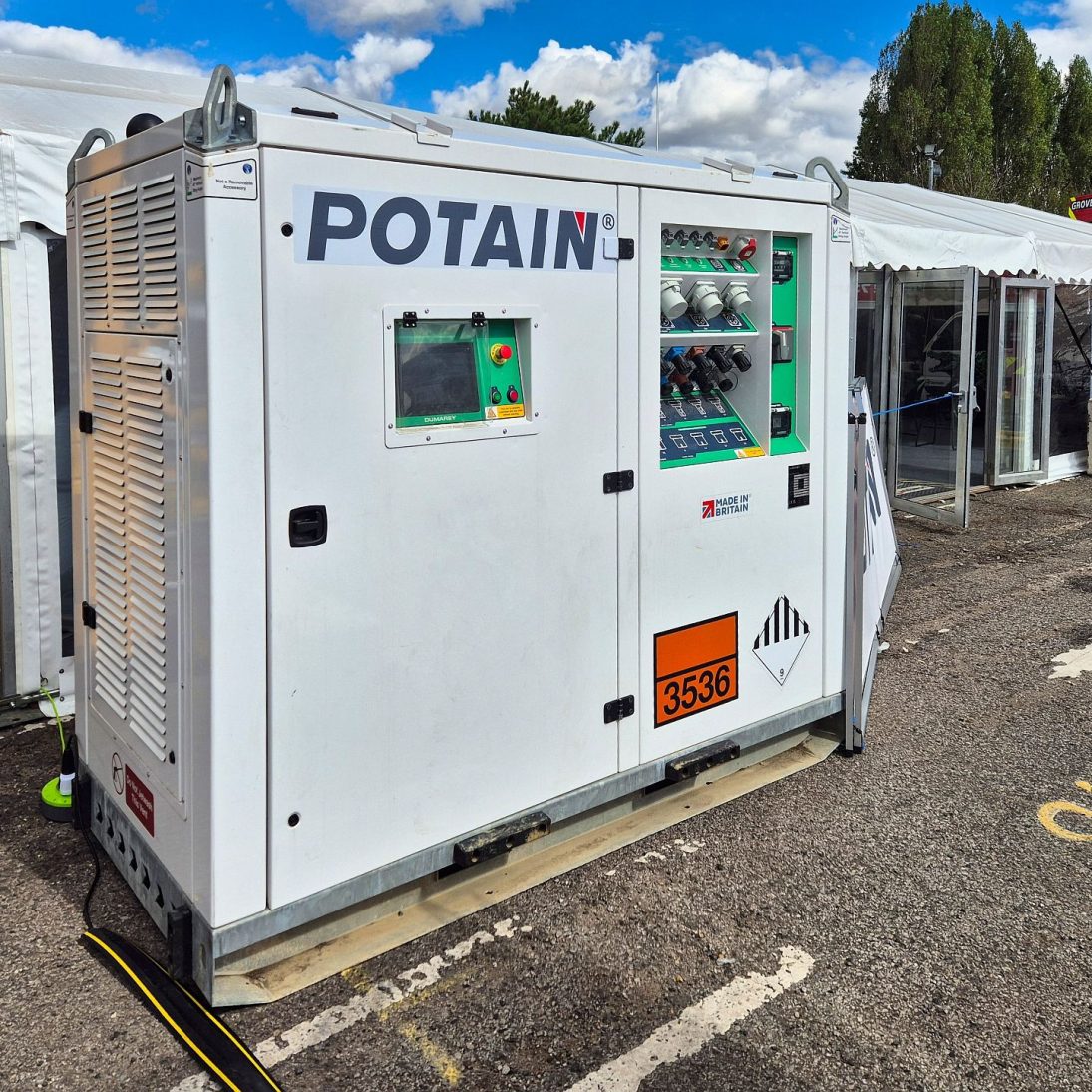 Potain external battery pack displayed among Manitowoc aftermarket products at Vertikal Days 2026