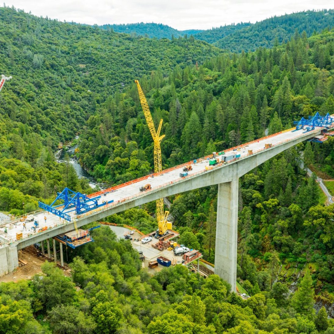 Link-Belt RTC-80130 SII rough terrain crane on the Mosquito Road bridge project near Placerville, California