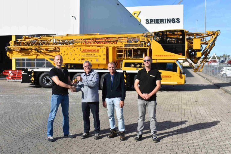 New Spierings mobile tower crane in Dzwig Trans System Kamil Szczurowski livery at the handover at the Spierings factory in Oss