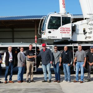 Handover of the Tadano AC 5.250L-2 all terrain crane to Patriot Crane & Rigging, with teams from Patriot, RTL Equipment and Tadano